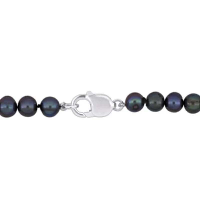 Freshwater Cultured Black Pearl Bracelet in Sterling Silver