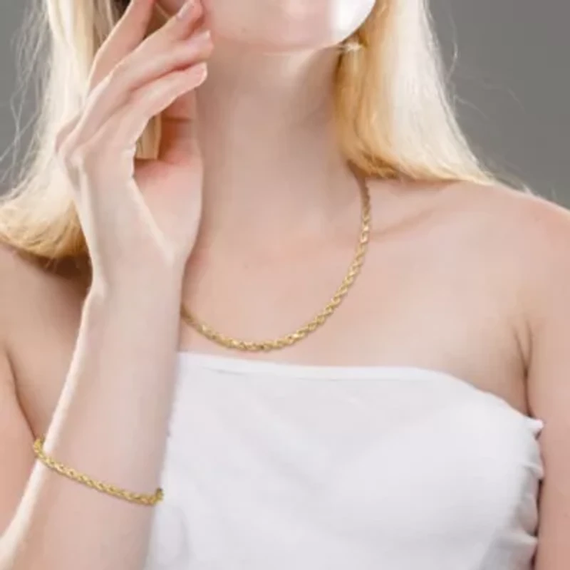 2-Pcs Set of Rope Chain Necklace and Bracelet in 10K Yellow Gold