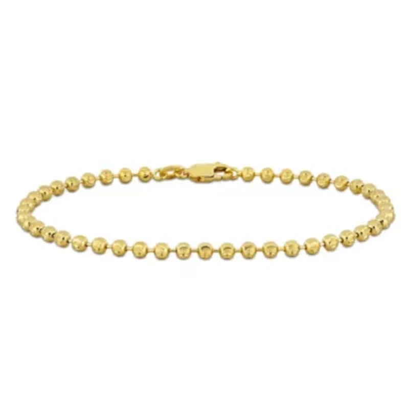 3MM Diamond Cut Ball Chain Bracelet in 10K Yellow Gold