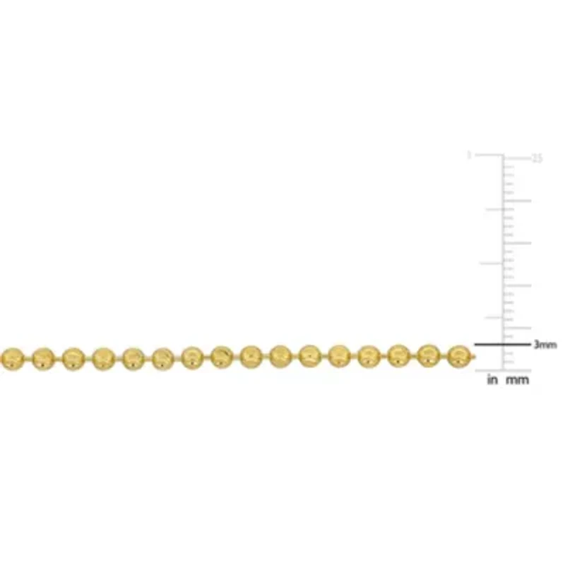 3MM Diamond Cut Ball Chain Bracelet in 10K Yellow Gold