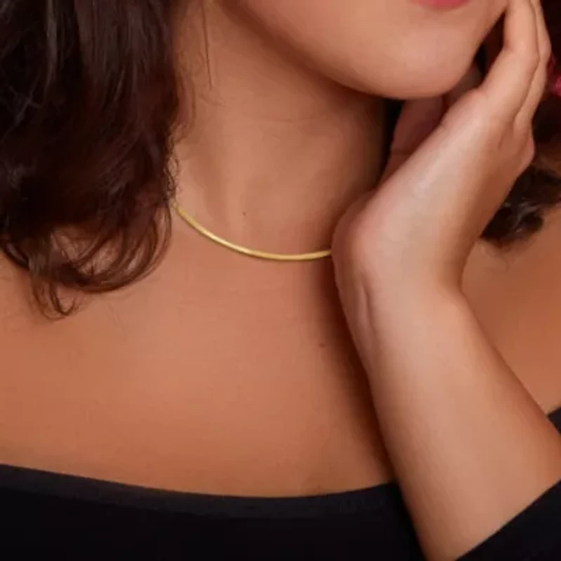 2MM Herringbone Chain Necklace in 10K Yellow Gold