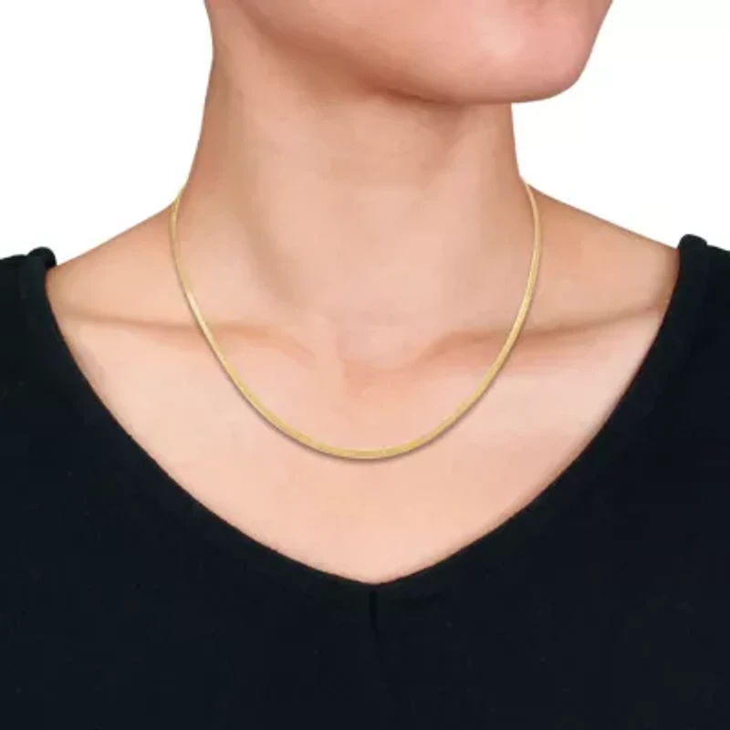 2MM Herringbone Chain Necklace in 10K Yellow Gold