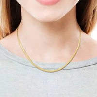 2MM Herringbone Chain Necklace in 10K Yellow Gold