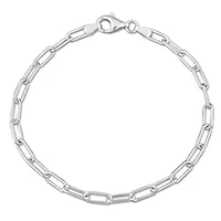 3.5MM Polished Paperclip Chain Bracelet in Sterling Silver