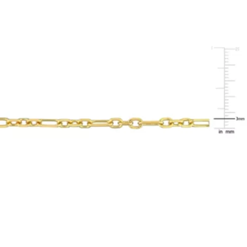 3MM Figaro Rolo Bracelet in Yellow Plated Sterling Silver
