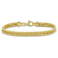 5.5MM Double Curb Link Chain Bracelet in 18K Yellow Gold Plated Sterling Silver
