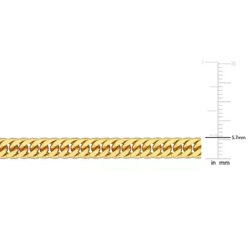 5.5MM Double Curb Link Chain Bracelet in 18K Yellow Gold Plated Sterling Silver