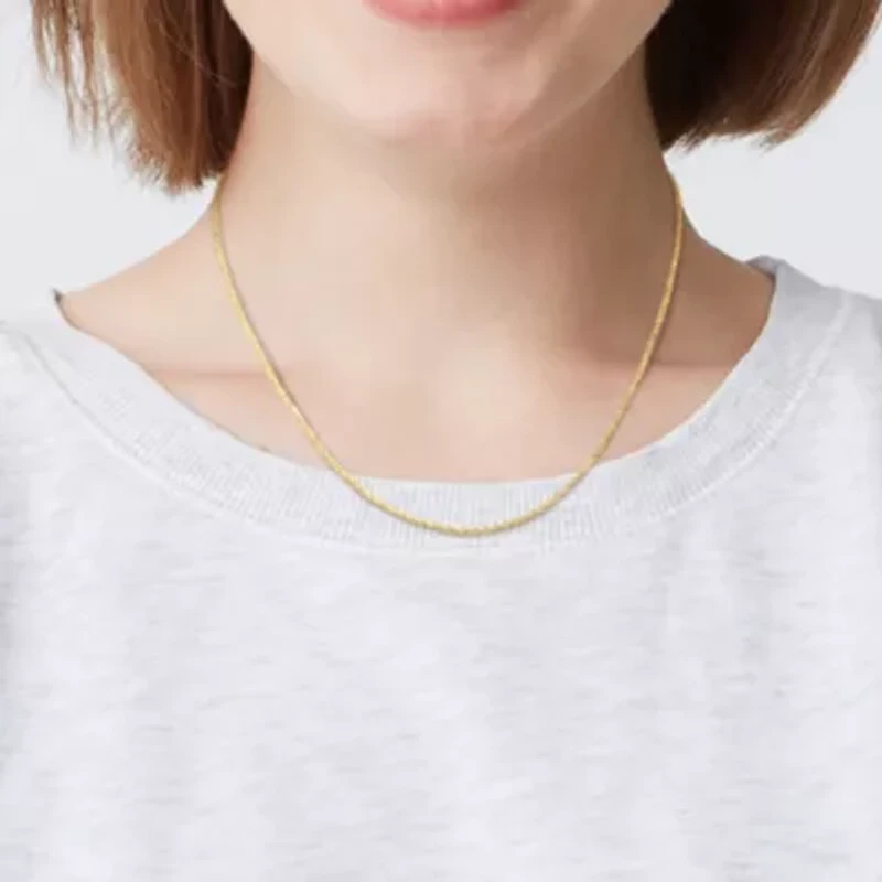 1.2MM Sparkling Singapore Chain Necklace in 14K Yellow Gold