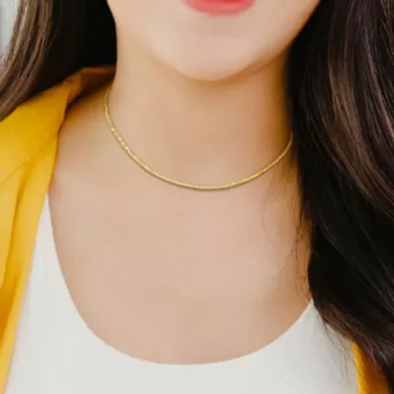 2MM Valentino Star Chain Necklace in 10K Yellow Gold