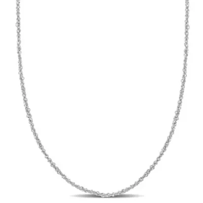 1.2MM Sparkling Singapore Chain Necklace in 14K White Gold