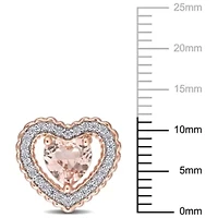 Simulated Morganite and Cubic Zirconia Heart Earrings in Rose Plated Sterling Silver