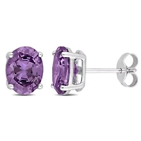 Purple Cubic Zirconia Stud Earrings in Sterling Silver