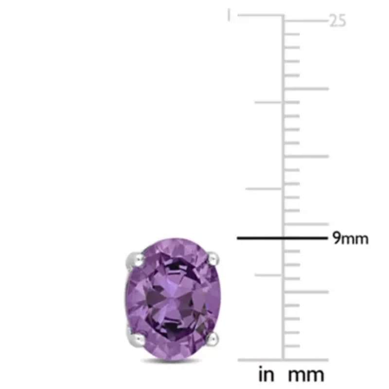 Purple Cubic Zirconia Stud Earrings in Sterling Silver