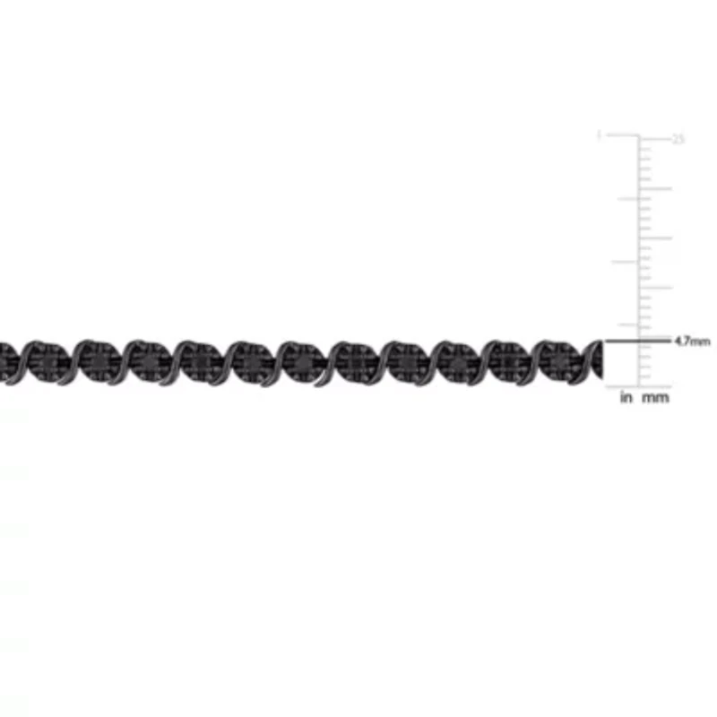 Black Diamond Tennis Bracelet & Necklace in Sterling Silver - 17 in