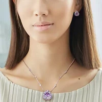 2-Pc Set of Multi-Gemstone Cluster Earrings & Necklace in Sterling Silver