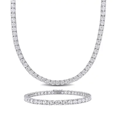 Lab Created 2-Pc Set of Created White Sapphire Tennis Bracelet and Necklace in Sterling Silver