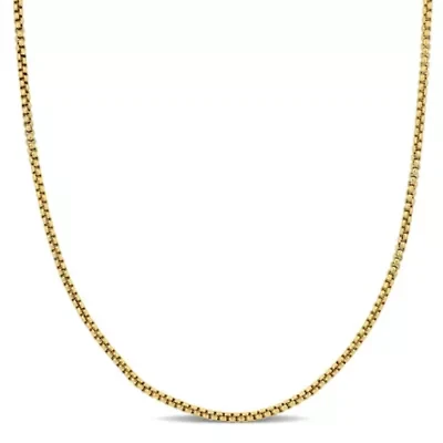 Hollow Round Box Link Necklace in 14k Yellow Gold