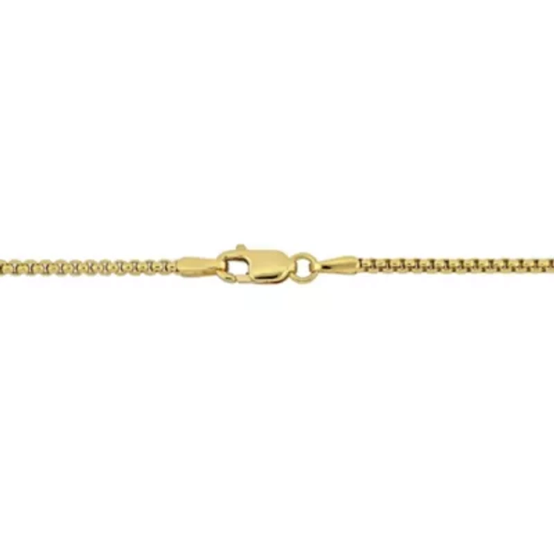 Hollow Round Box Link Necklace in 14k Yellow Gold