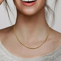 Hollow Round Box Link Necklace in 14k Yellow Gold