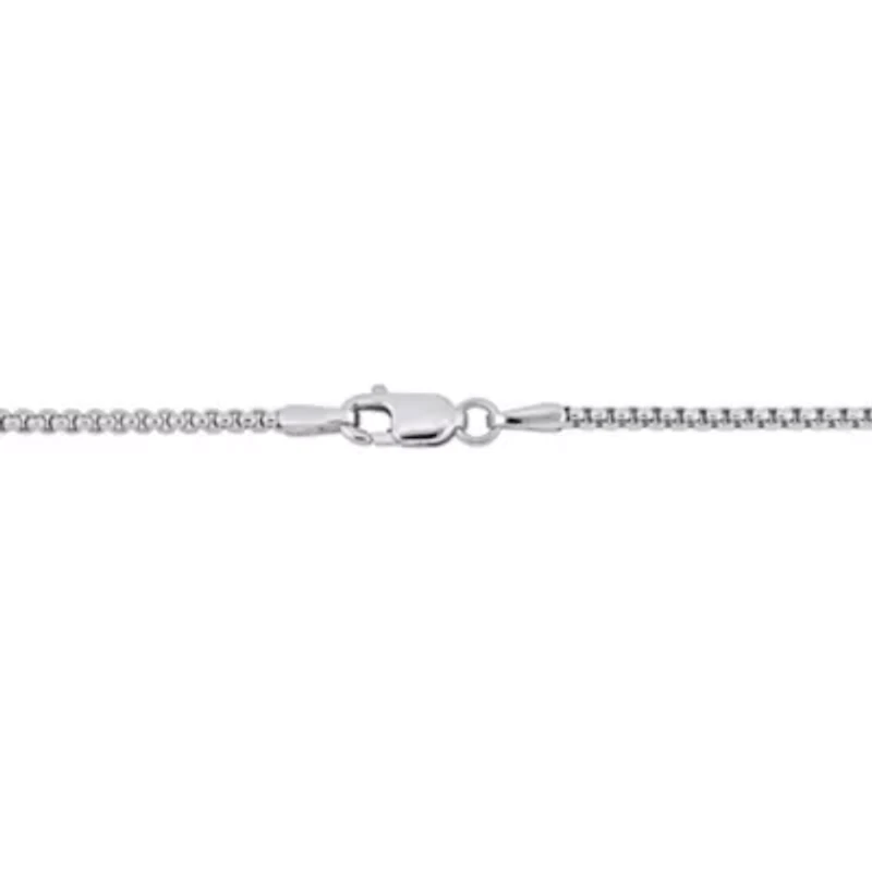 Hollow Round Box Link Necklace in 14k White Gold
