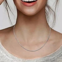 Hollow Round Box Link Necklace in 14k White Gold