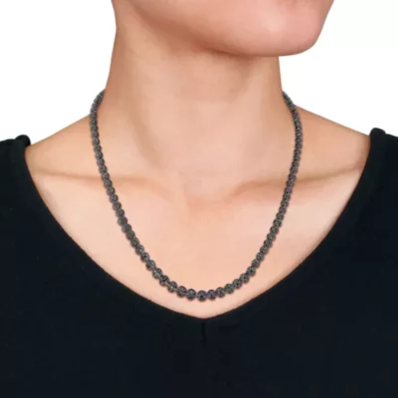 7/8 ct. t.w. Black Diamond Tennis Necklace in Sterling Silver
