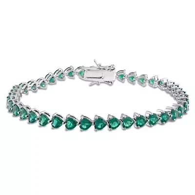 Lab Created Created Emerald Tennis Bracelet in Sterling Silver