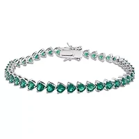 Lab Created Created Emerald Tennis Bracelet in Sterling Silver