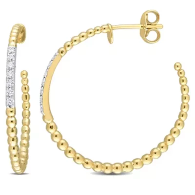 1/5 ct. t.w. Diamond Open Hoop Earrings in 14K Yellow Gold