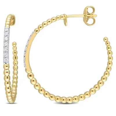 1/5 ct. t.w. Diamond Open Hoop Earrings in 14K Yellow Gold