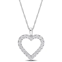 1 ct. t.w. Diamond Open Heart Drop Necklace with chain in 14K White Gold