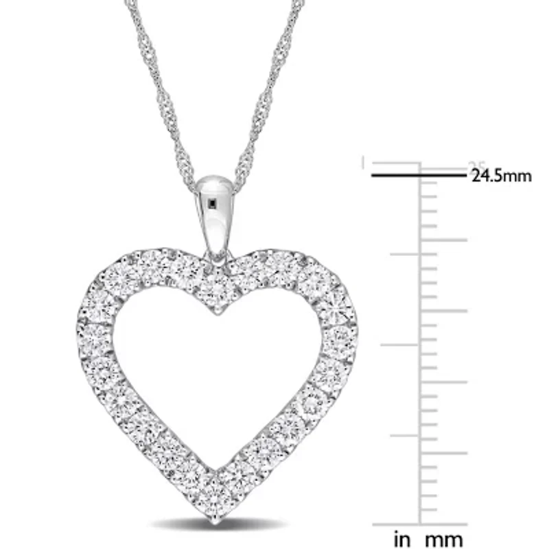 1 ct. t.w. Diamond Open Heart Drop Necklace with chain in 14K White Gold