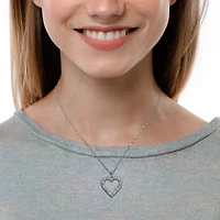 1 ct. t.w. Diamond Open Heart Drop Necklace with chain in 14K White Gold