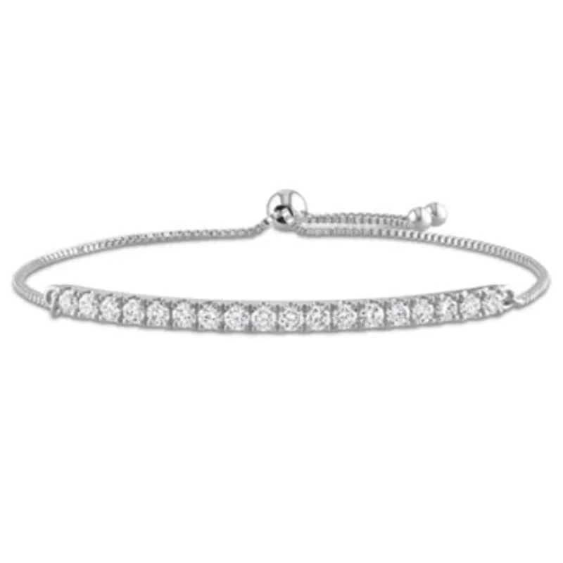1 ct. t.w. Diamond Bracelet with Bolo Chain in 14K White Gold