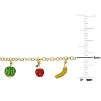 Five Fruit Enamel Charm Bracelet in Yellow Plated Sterling Silver