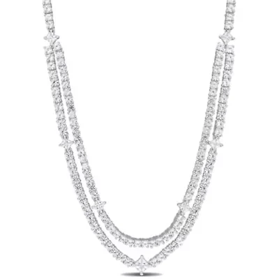 Lab Created Created White Sapphire Necklace in Sterling Silver
