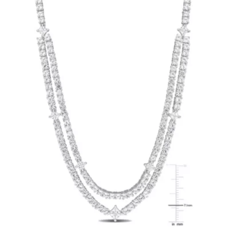 Lab Created Created White Sapphire Necklace in Sterling Silver