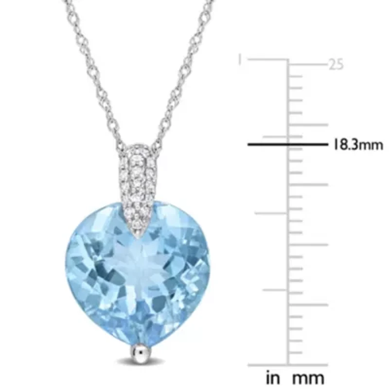 Sky Blue Topaz and 1/10 ct. t.w. Diamond Pendant with Chain in 14K White Gold
