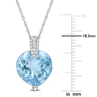 Sky Blue Topaz and 1/10 ct. t.w. Diamond Pendant with Chain in 14K White Gold
