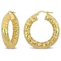 31.5MM Diamond Cut Hoop Earrings in Yellow Plated Sterling Silver