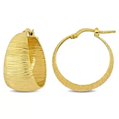 23MM Textured Hoop Earrings in Yellow Plated Sterling Silver