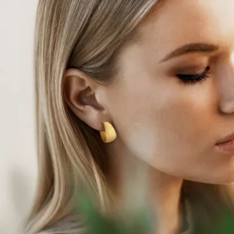 23MM Textured Hoop Earrings in Yellow Plated Sterling Silver