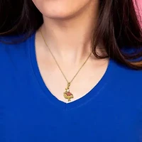 Red and White Enamel Dancer Necklace in Yellow Plated Sterling Silver