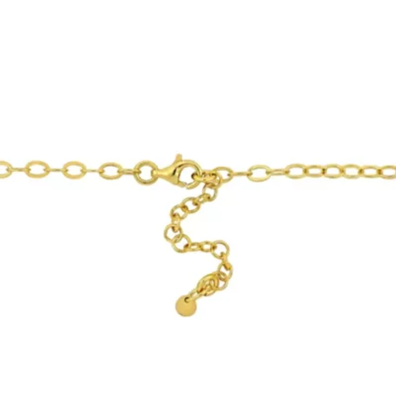 Banana Pineapple Lemon Enamel Charm Station Necklace in Yellow Plated Sterling Silver