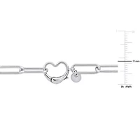 Paper Clip Link Bracelet with Heart Clasp in Sterling Silver - 7"