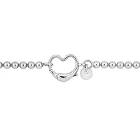 Bead Link Bracelet with Heart Clasp in Sterling Silver - 9"