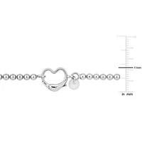 Bead Link Bracelet with Heart Clasp in Sterling Silver - 9"