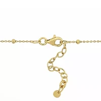 Pink Enamel Butterfly Charm Station Necklace in Yellow Plated Sterling Silver