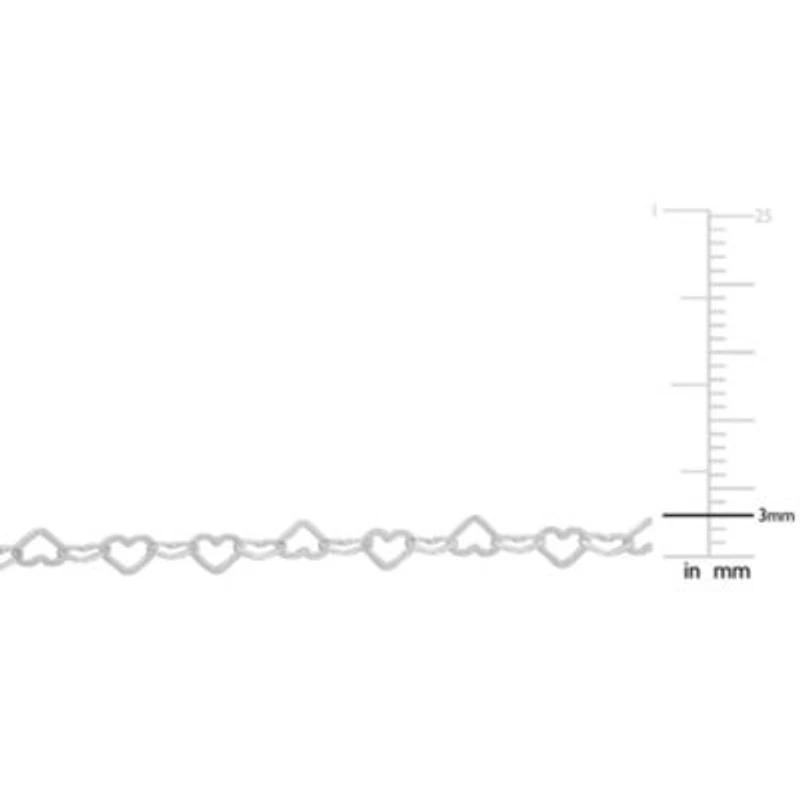 3MM Heart Link Necklace in Sterling Silver - 16"