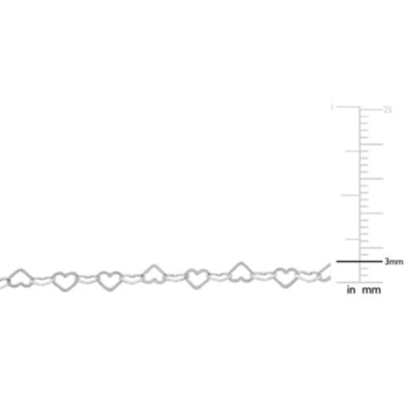 3MM Heart Link Necklace in Sterling Silver - 18"